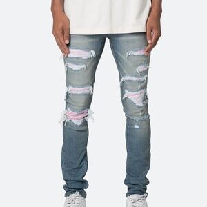 mnml X555 Crystal Skinny Denim - Blue/Pink Size 32Blue/Pink / 32
